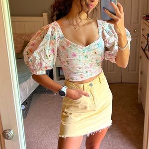 Light yellow denim skirt